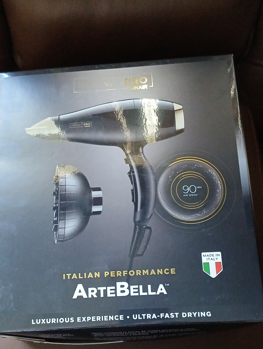 ArteBella Black Hair Dryer with Diffuser - Fast Drying Professional Tool.  D